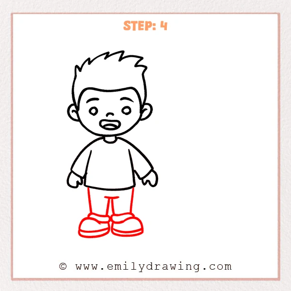 how to draw a man with a dog - Step 4